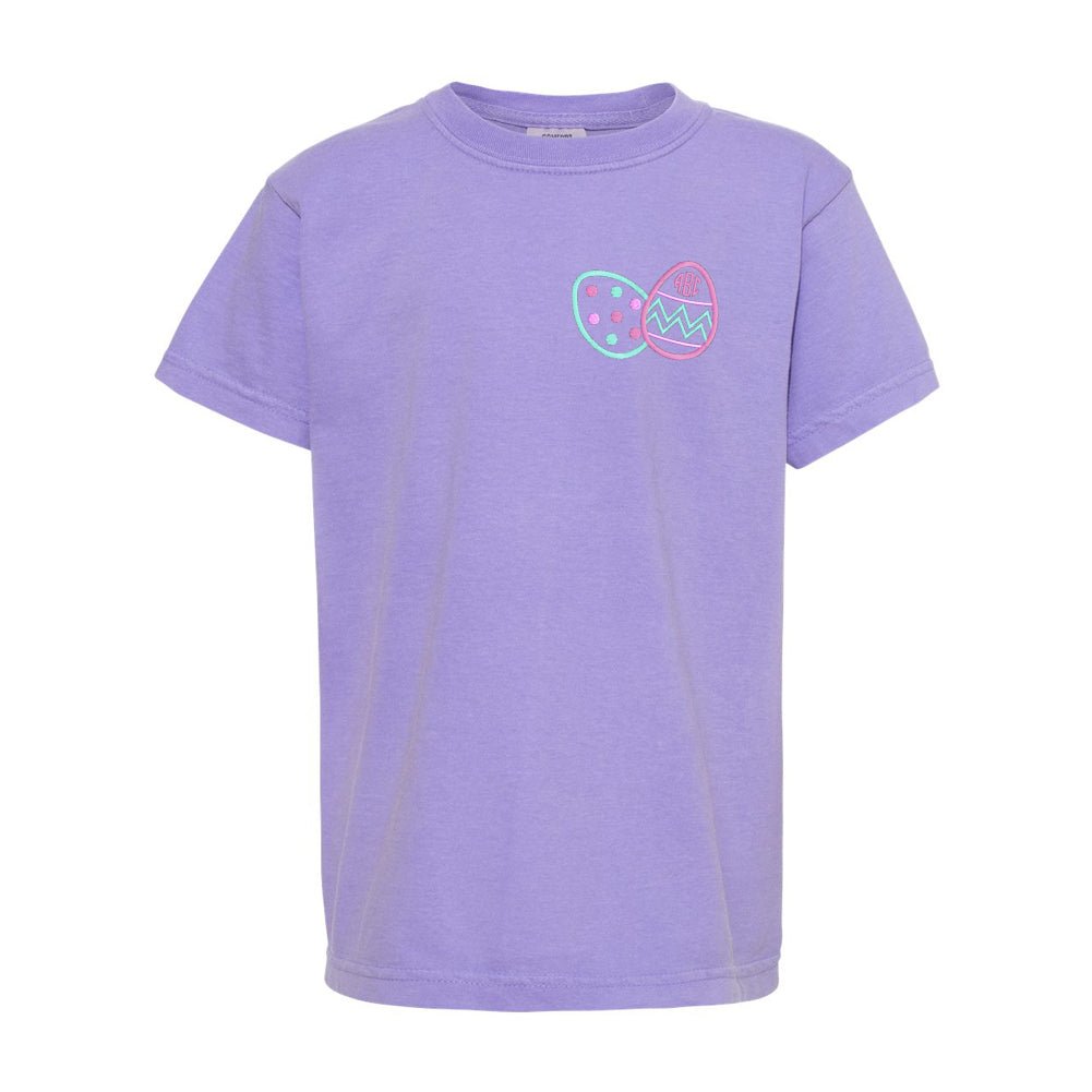 Kids Monogrammed Easter Eggs Comfort Colors T-Shirt - United Monograms