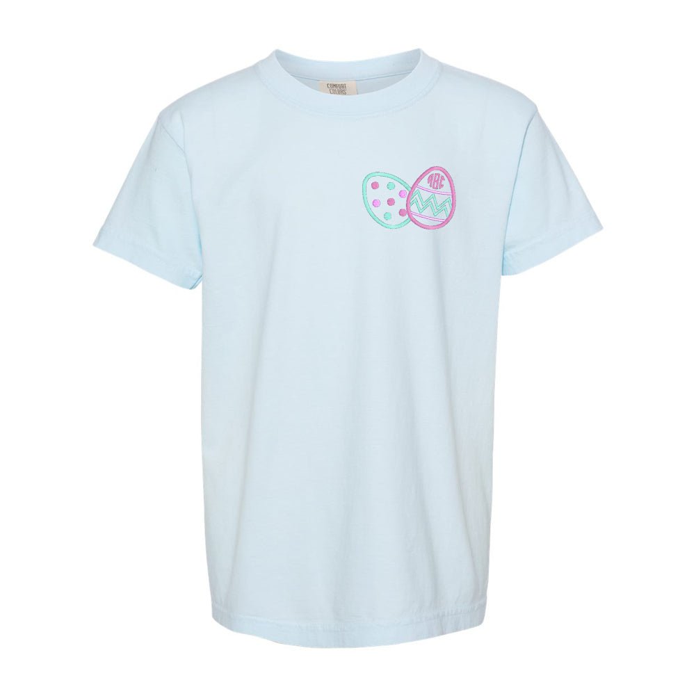 Kids Monogrammed Easter Eggs Comfort Colors T-Shirt - United Monograms