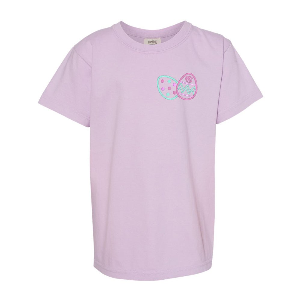 Kids Monogrammed Easter Eggs Comfort Colors T-Shirt - United Monograms