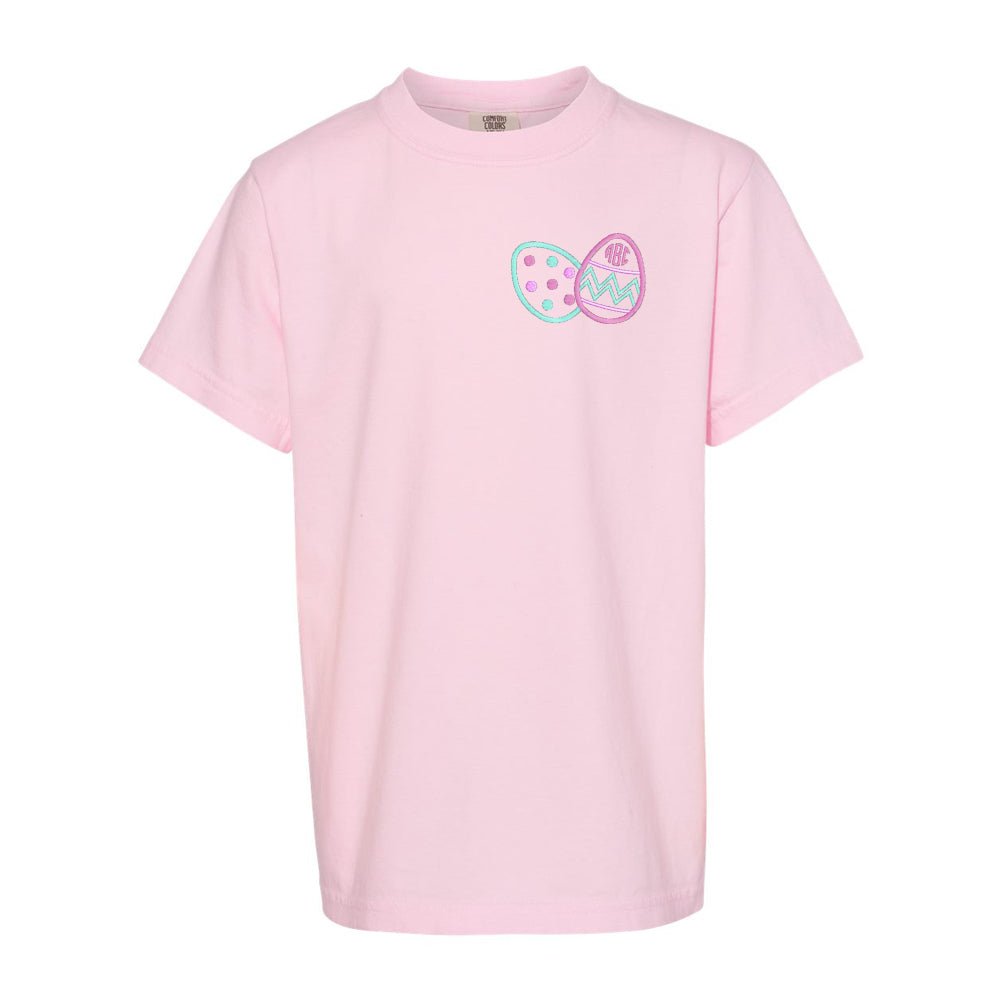Kids Monogrammed Easter Eggs Comfort Colors T-Shirt - United Monograms