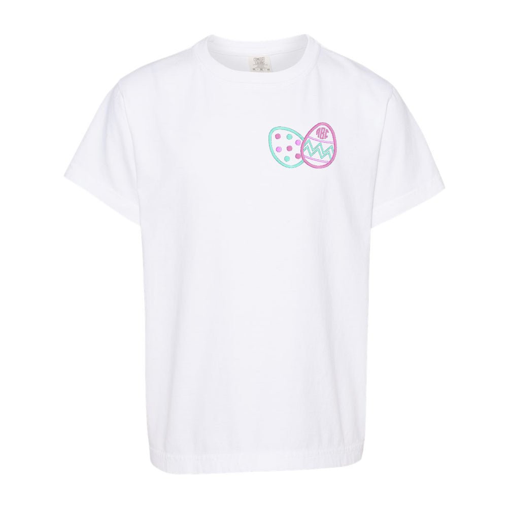 Kids Monogrammed Easter Eggs Comfort Colors T-Shirt - United Monograms