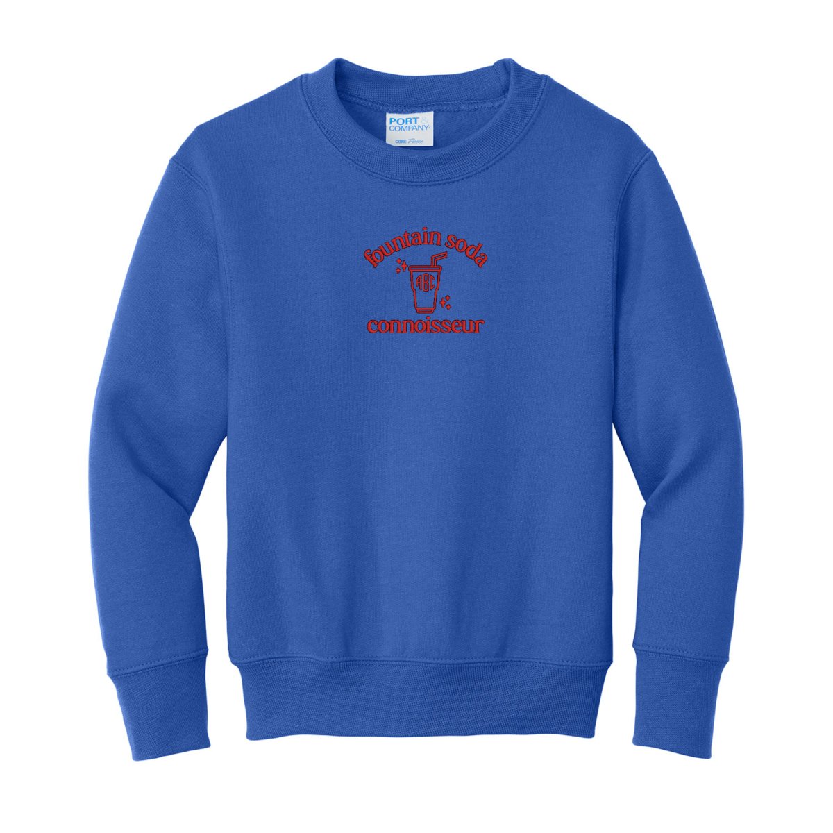 Kids Monogrammed 'Fountain Soda Connoisseur' Crewneck Sweatshirt - United Monograms