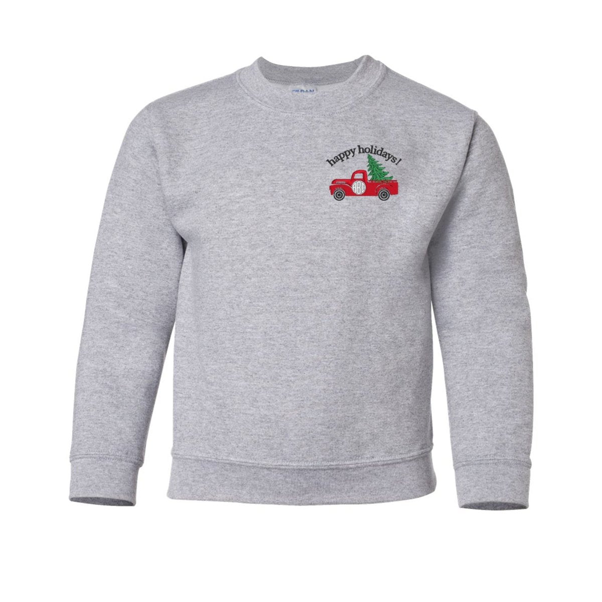 Kids Monogrammed 'Holiday Truck' Crewneck Sweatshirt - United Monograms