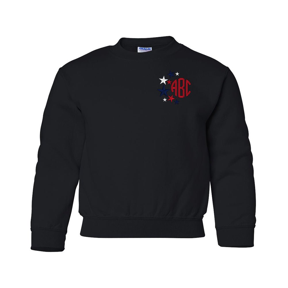 Kids Monogrammed Patriotic Stars Crewneck Sweatshirt - United Monograms