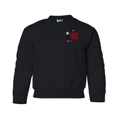 Kids Monogrammed Patriotic Stars Crewneck Sweatshirt - United Monograms