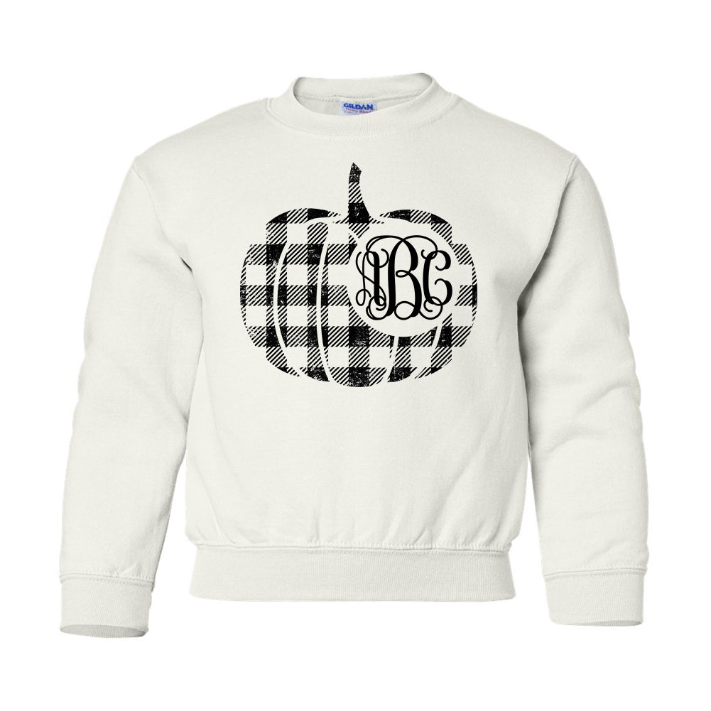 Kids Monogrammed 'Plaid Pumpkin' Crewneck Sweatshirt - United Monograms