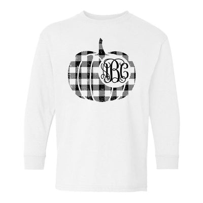 Kids Monogrammed 'Plaid Pumpkin' Long Sleeve T-Shirt - United Monograms
