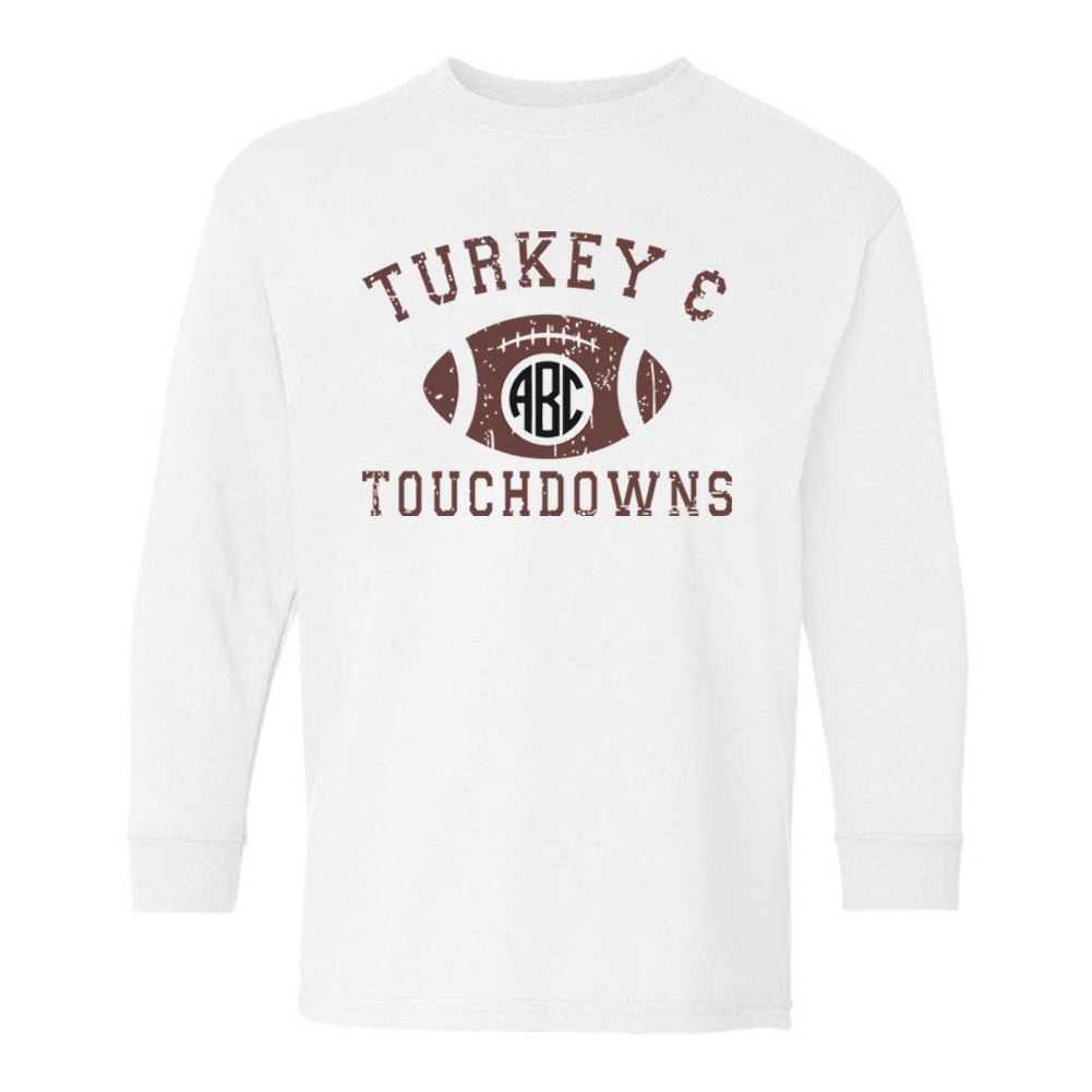 Kids Monogrammed 'Turkeys & Touchdowns' Long Sleeve T-Shirt - United Monograms