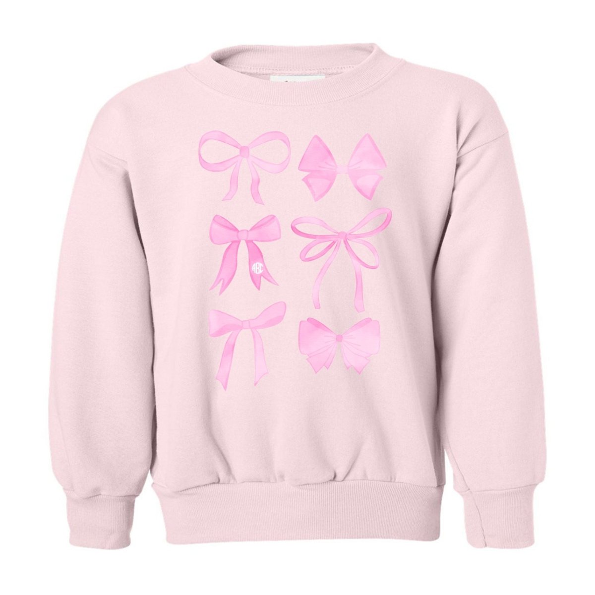 Kids Monogrammed 'Watercolor Bows' Crewneck Sweatshirt - United Monograms