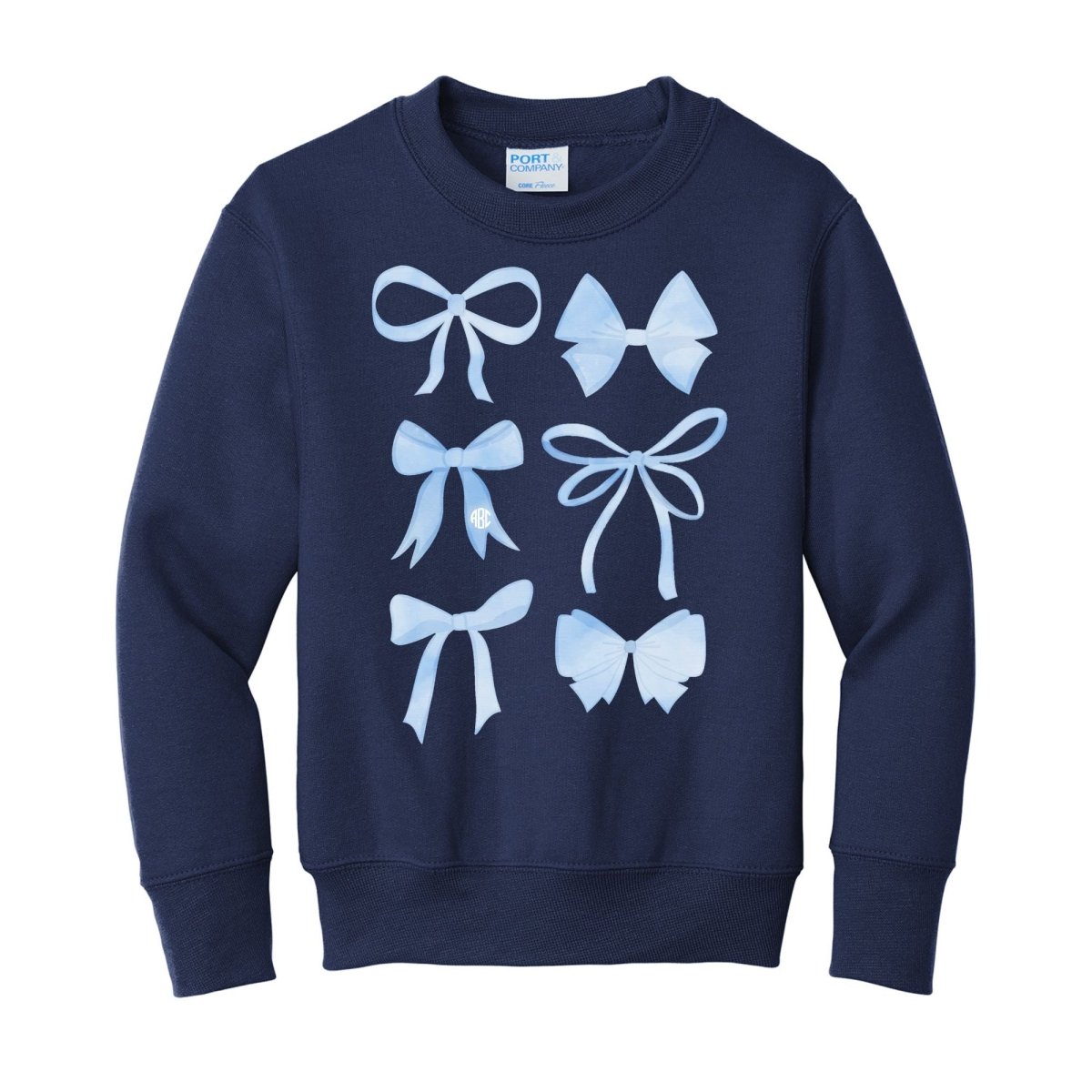 Kids Monogrammed 'Watercolor Bows' Crewneck Sweatshirt - United Monograms