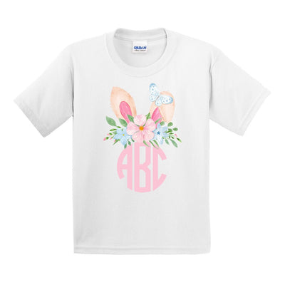 Kids Monogrammed 'Watercolor Bunny Ears' T-Shirt - United Monograms