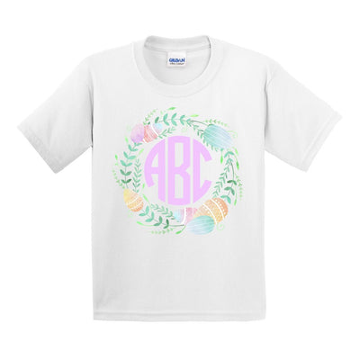 Kids Monogrammed 'Watercolor Easter Wreath' T-Shirt - United Monograms