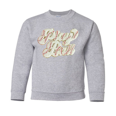 Kids Play Ball Letter Patch Crewneck Sweatshirt - United Monograms