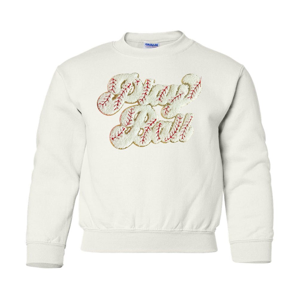 Kids Play Ball Letter Patch Crewneck Sweatshirt - United Monograms