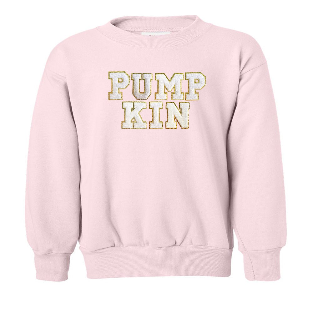 Kids Pumpkin Letter Patch Crewneck Sweatshirt - United Monograms