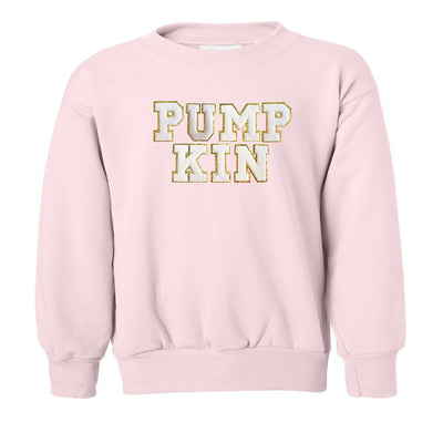 Kids Pumpkin Letter Patch Crewneck Sweatshirt - United Monograms