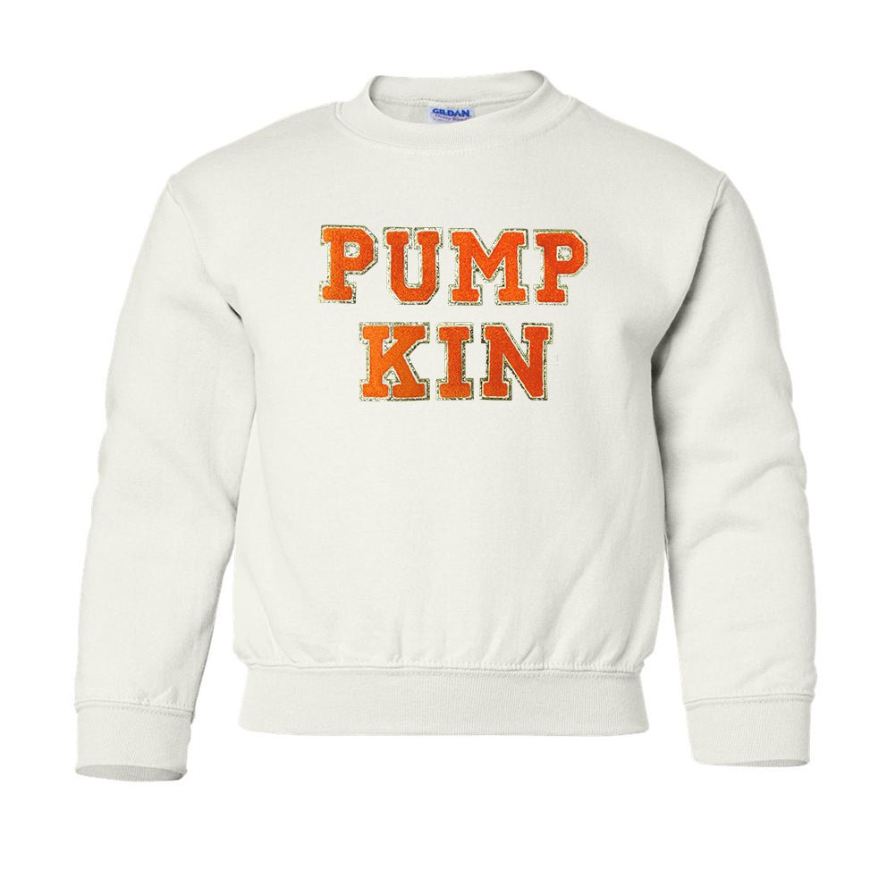 Kids Pumpkin Letter Patch Crewneck Sweatshirt - United Monograms