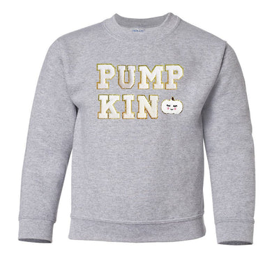 Kids Pumpkin Letter Patch Crewneck Sweatshirt - United Monograms