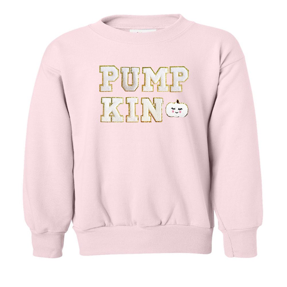 Kids Pumpkin Letter Patch Crewneck Sweatshirt - United Monograms