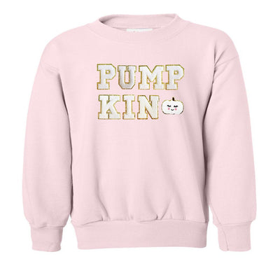 Kids Pumpkin Letter Patch Crewneck Sweatshirt - United Monograms