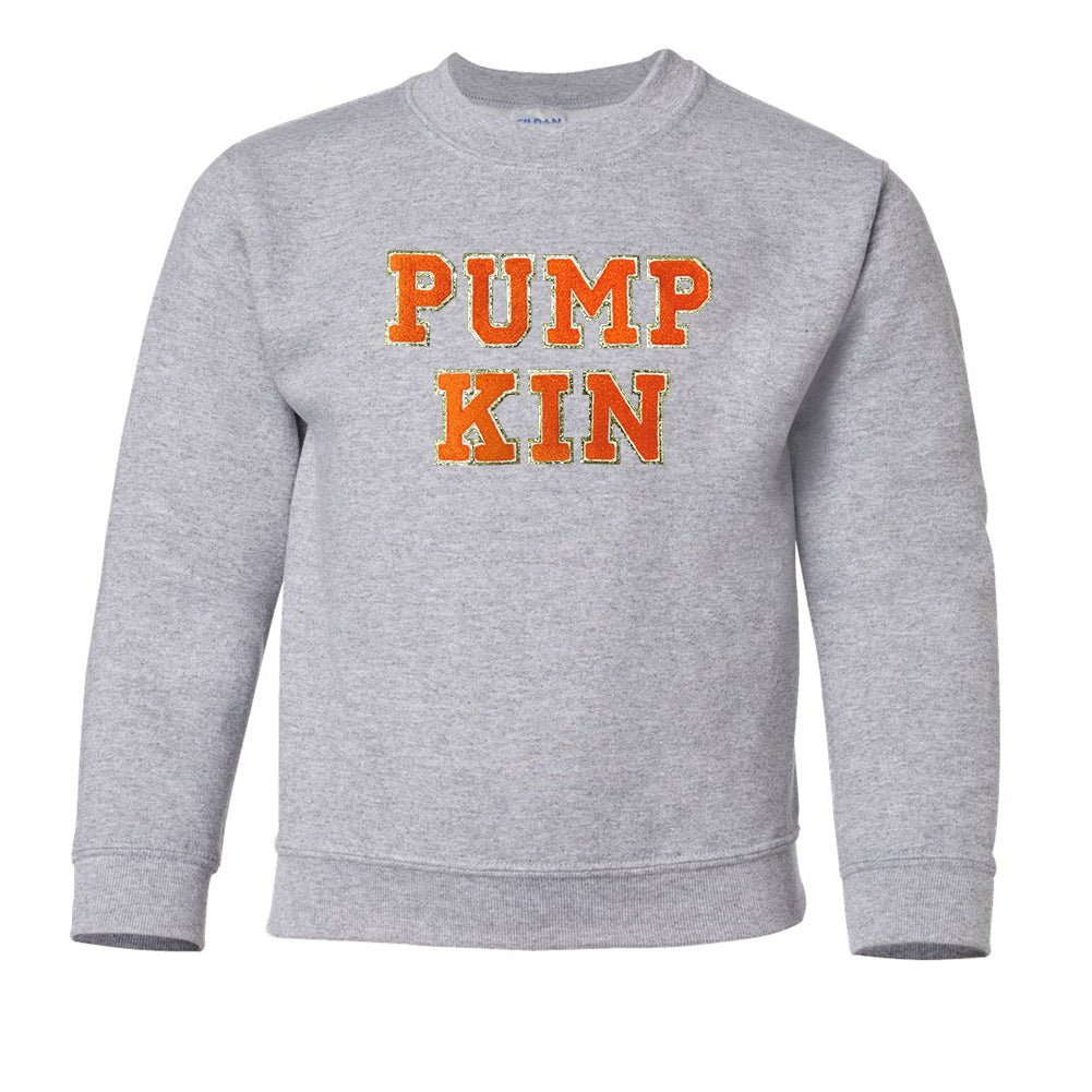 Kids Pumpkin Letter Patch Crewneck Sweatshirt - United Monograms