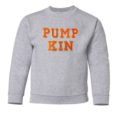 Kids Pumpkin Letter Patch Crewneck Sweatshirt - United Monograms