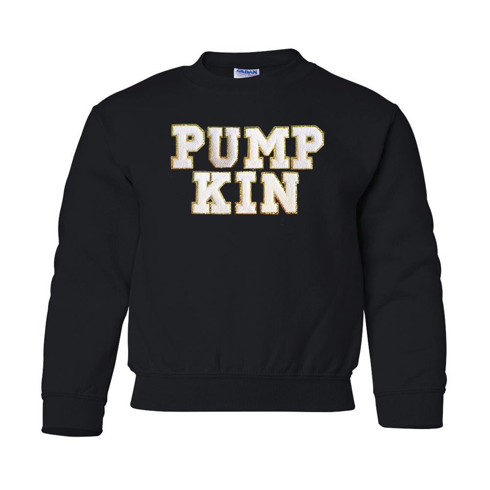 Kids Pumpkin Letter Patch Crewneck Sweatshirt - United Monograms