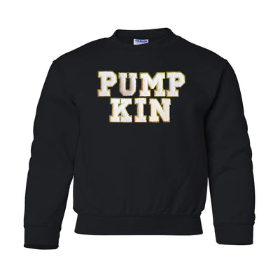 Kids Pumpkin Letter Patch Crewneck Sweatshirt - United Monograms