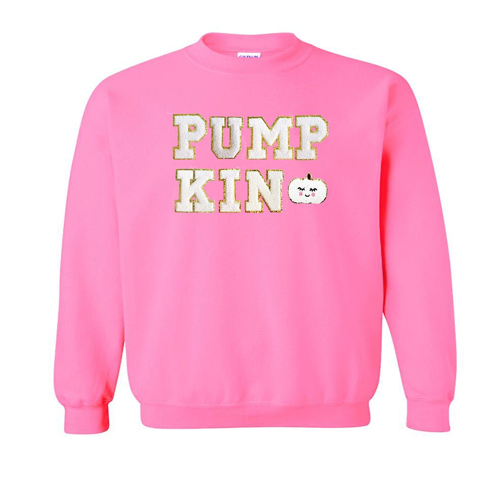 Kids Pumpkin Letter Patch Crewneck Sweatshirt - United Monograms