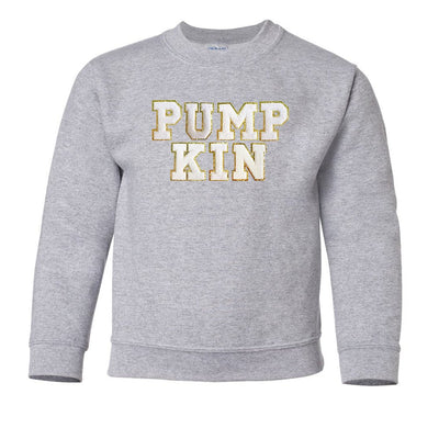 Kids Pumpkin Letter Patch Crewneck Sweatshirt - United Monograms