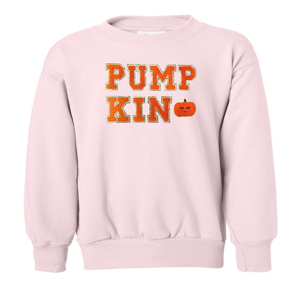 Kids Pumpkin Letter Patch Crewneck Sweatshirt - United Monograms