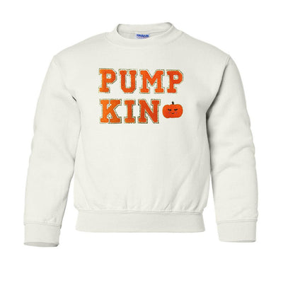 Kids Pumpkin Letter Patch Crewneck Sweatshirt - United Monograms