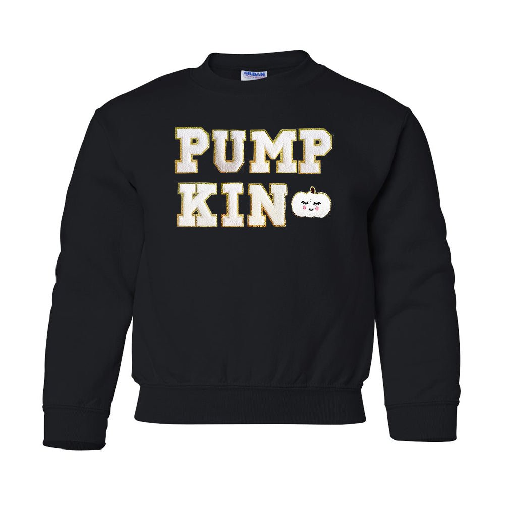 Kids Pumpkin Letter Patch Crewneck Sweatshirt - United Monograms