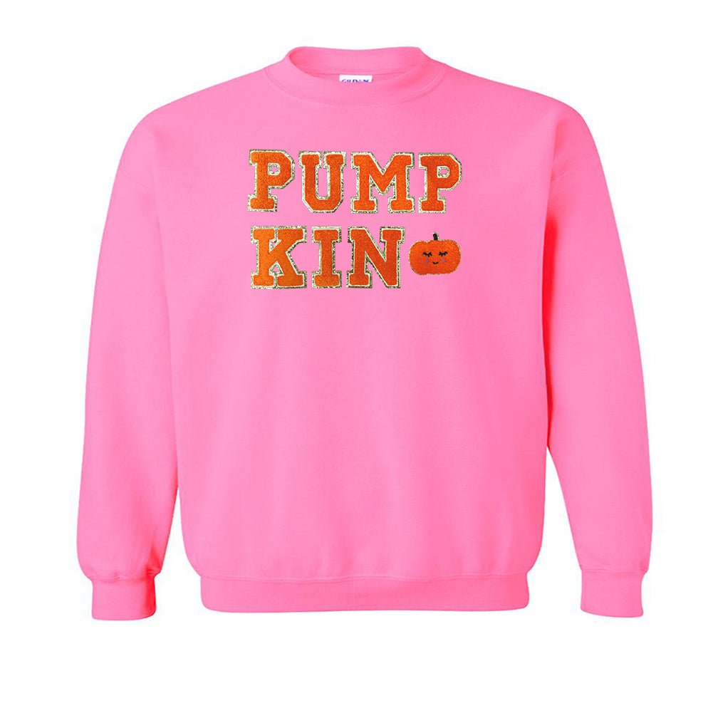 Kids Pumpkin Letter Patch Crewneck Sweatshirt - United Monograms