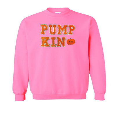 Kids Pumpkin Letter Patch Crewneck Sweatshirt - United Monograms