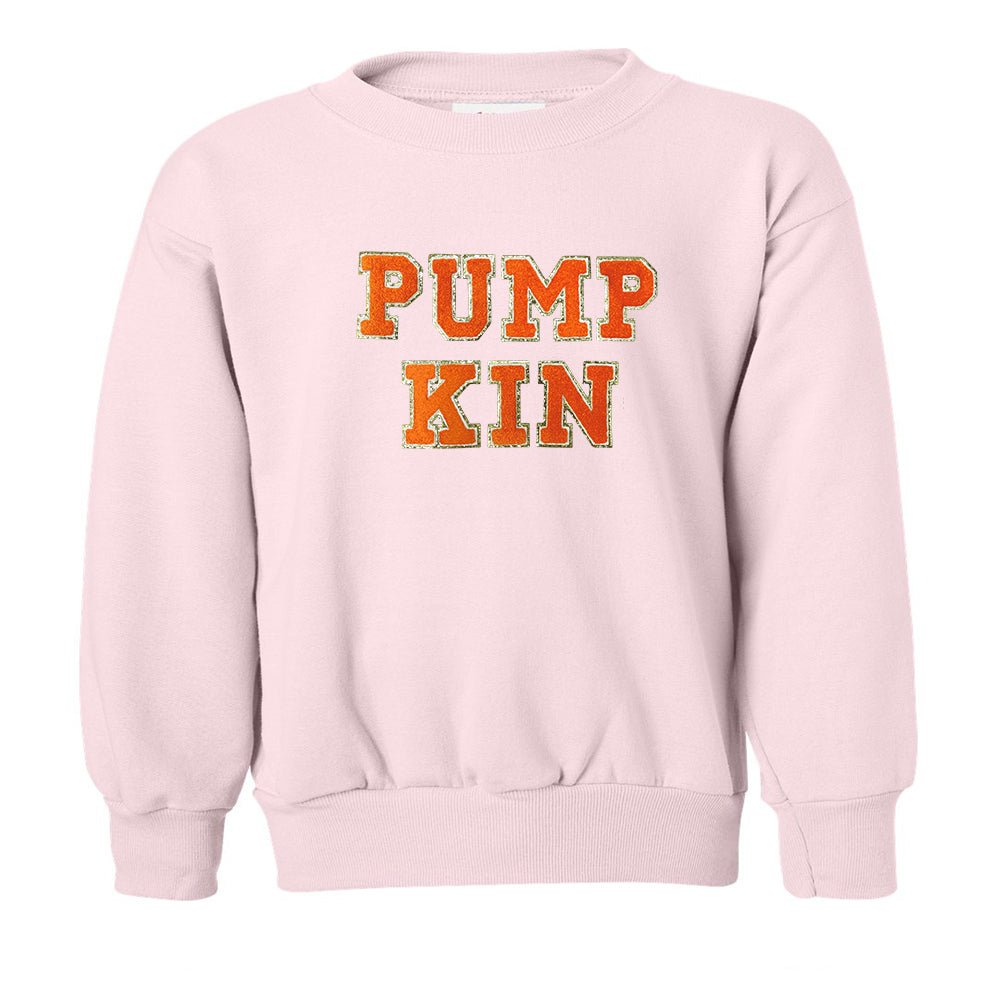 Kids Pumpkin Letter Patch Crewneck Sweatshirt - United Monograms