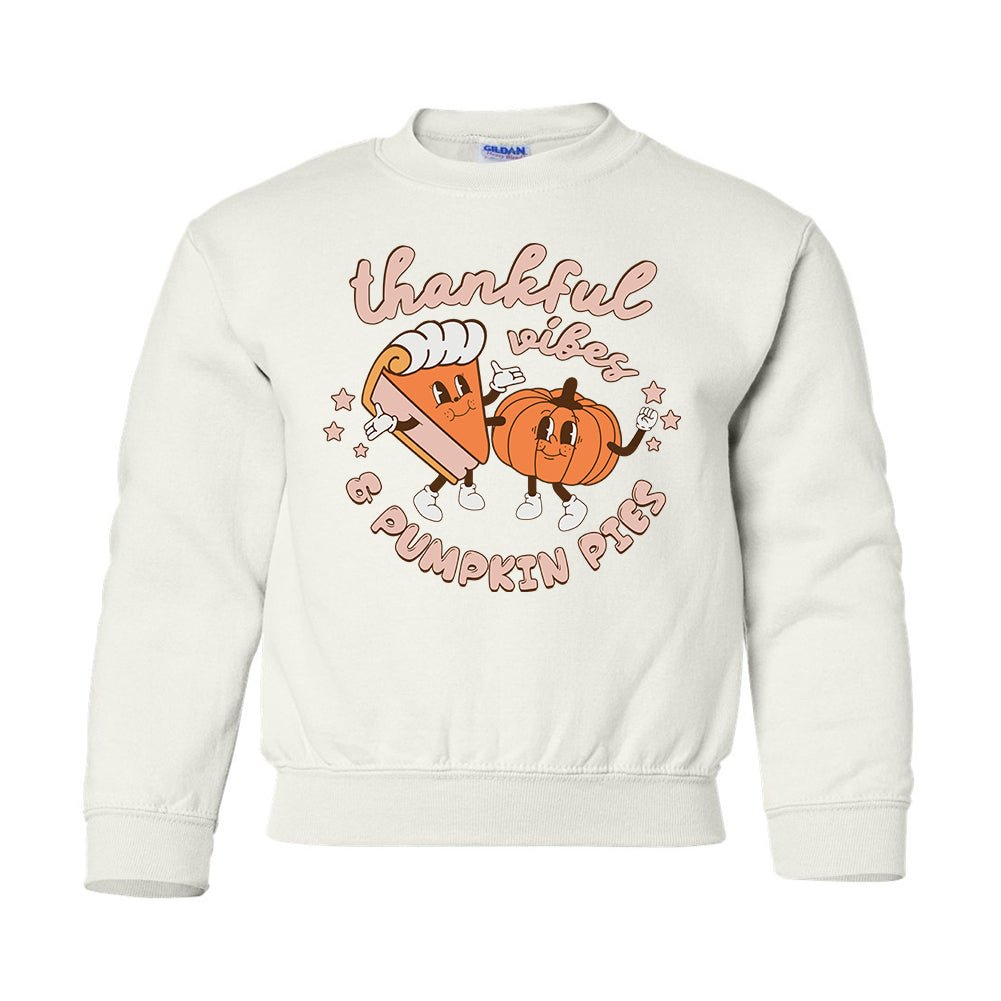 Kids 'Thankful Vibes & Pumpkin Pies' Crewneck Sweatshirt - United Monograms