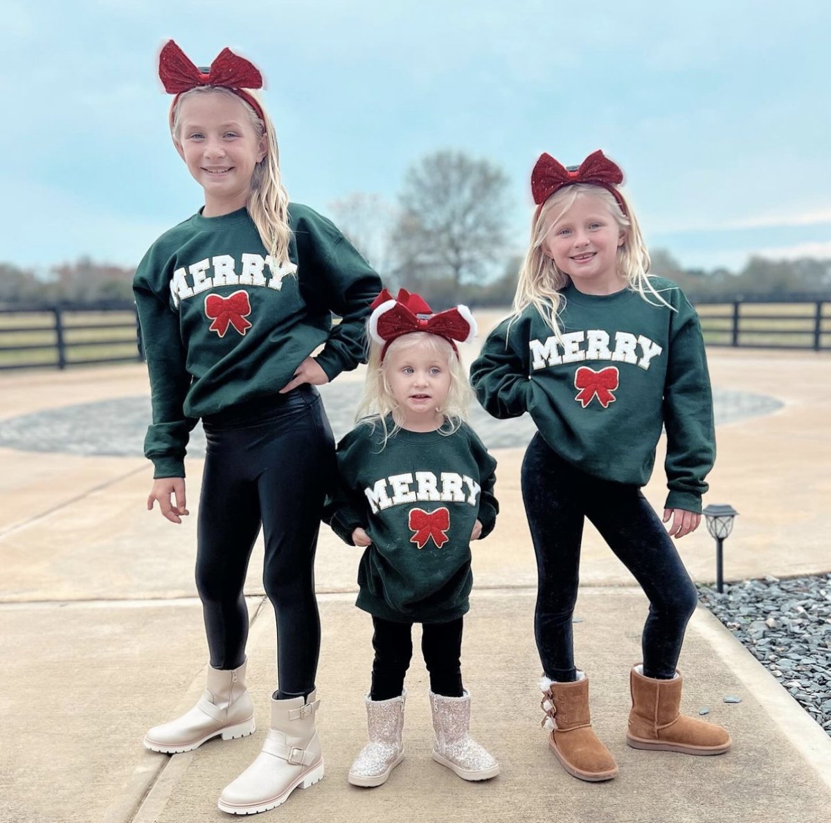 Kids White Merry Letter Patch Crewneck Sweatshirt - United Monograms