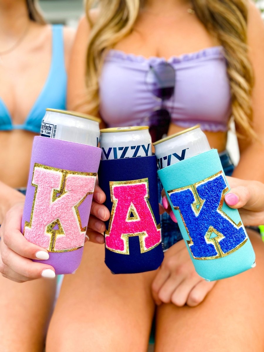 Letter Patch Slim Can Koozie - United Monograms