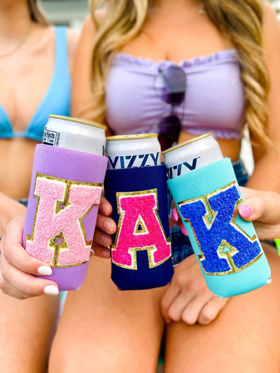 Letter Patch Slim Can Koozie - United Monograms