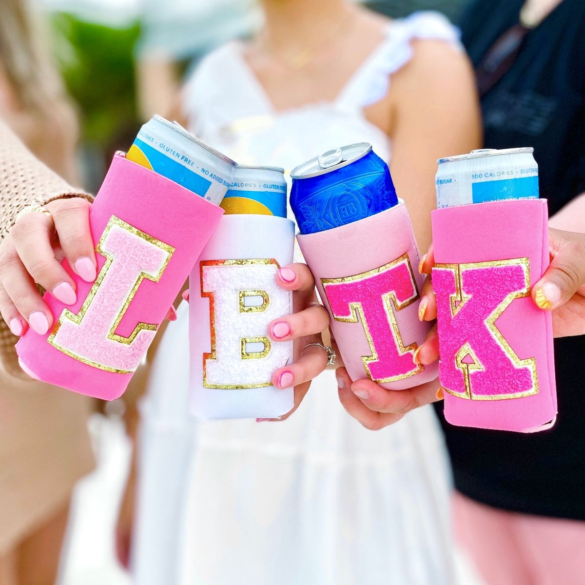 Letter Patch Slim Can Koozie - United Monograms