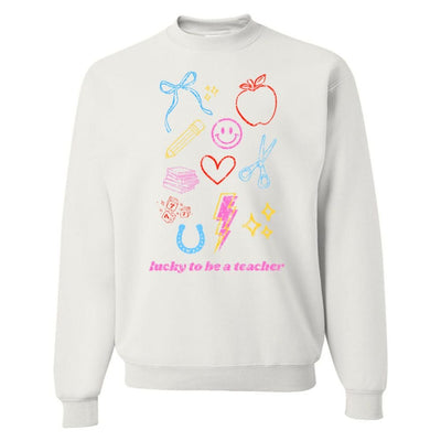 ‘Lucky Teacher Dopamine Doodles’ Crewneck Sweatshirt - United Monograms