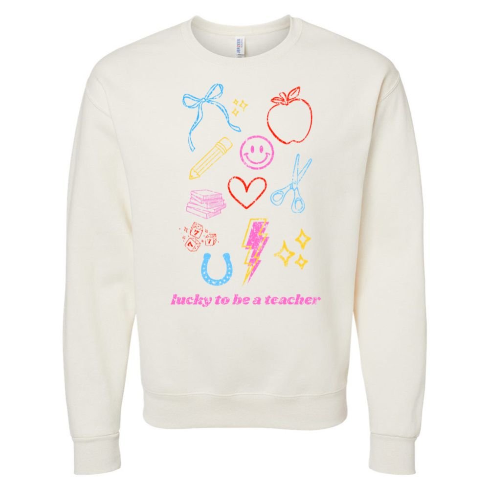 ‘Lucky Teacher Dopamine Doodles’ Crewneck Sweatshirt - United Monograms