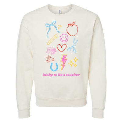 ‘Lucky Teacher Dopamine Doodles’ Crewneck Sweatshirt - United Monograms