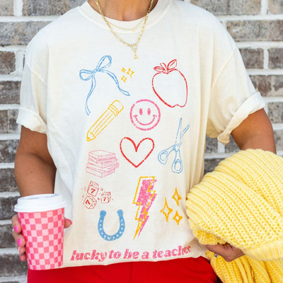 'Lucky Teacher Dopamine Doodles' T-Shirt - United Monograms