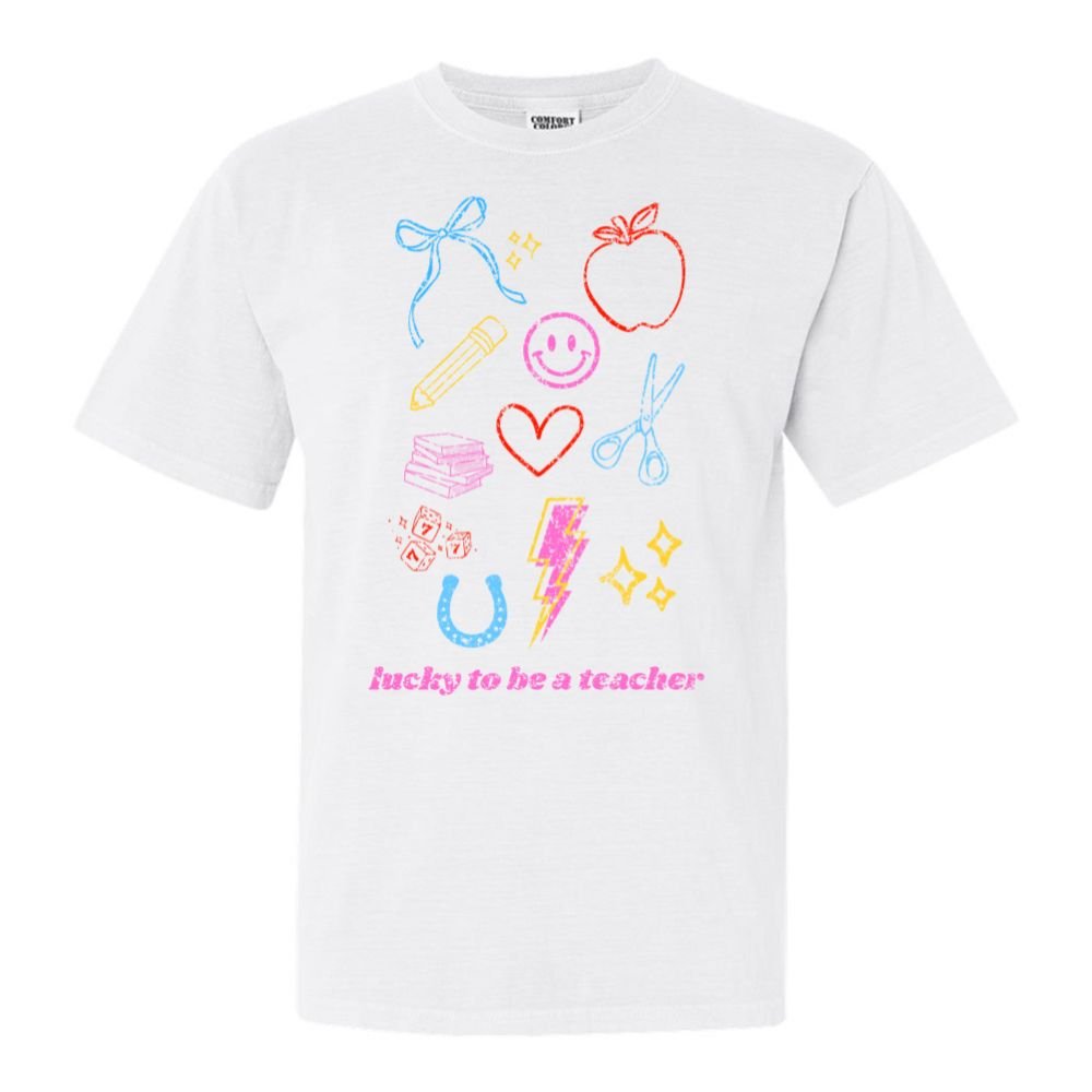 'Lucky Teacher Dopamine Doodles' T-Shirt - United Monograms