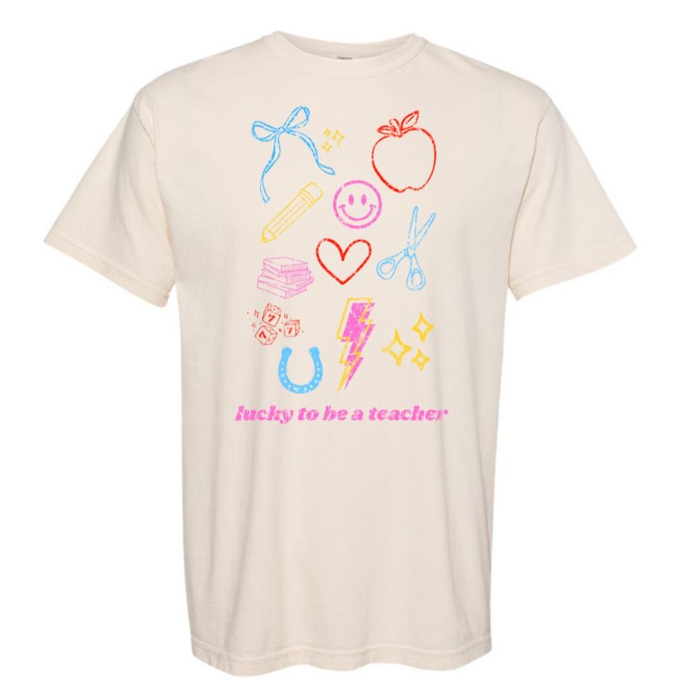 'Lucky Teacher Dopamine Doodles' T-Shirt - United Monograms