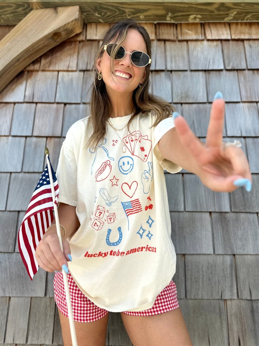 'Lucky To Be American' T-Shirt - United Monograms