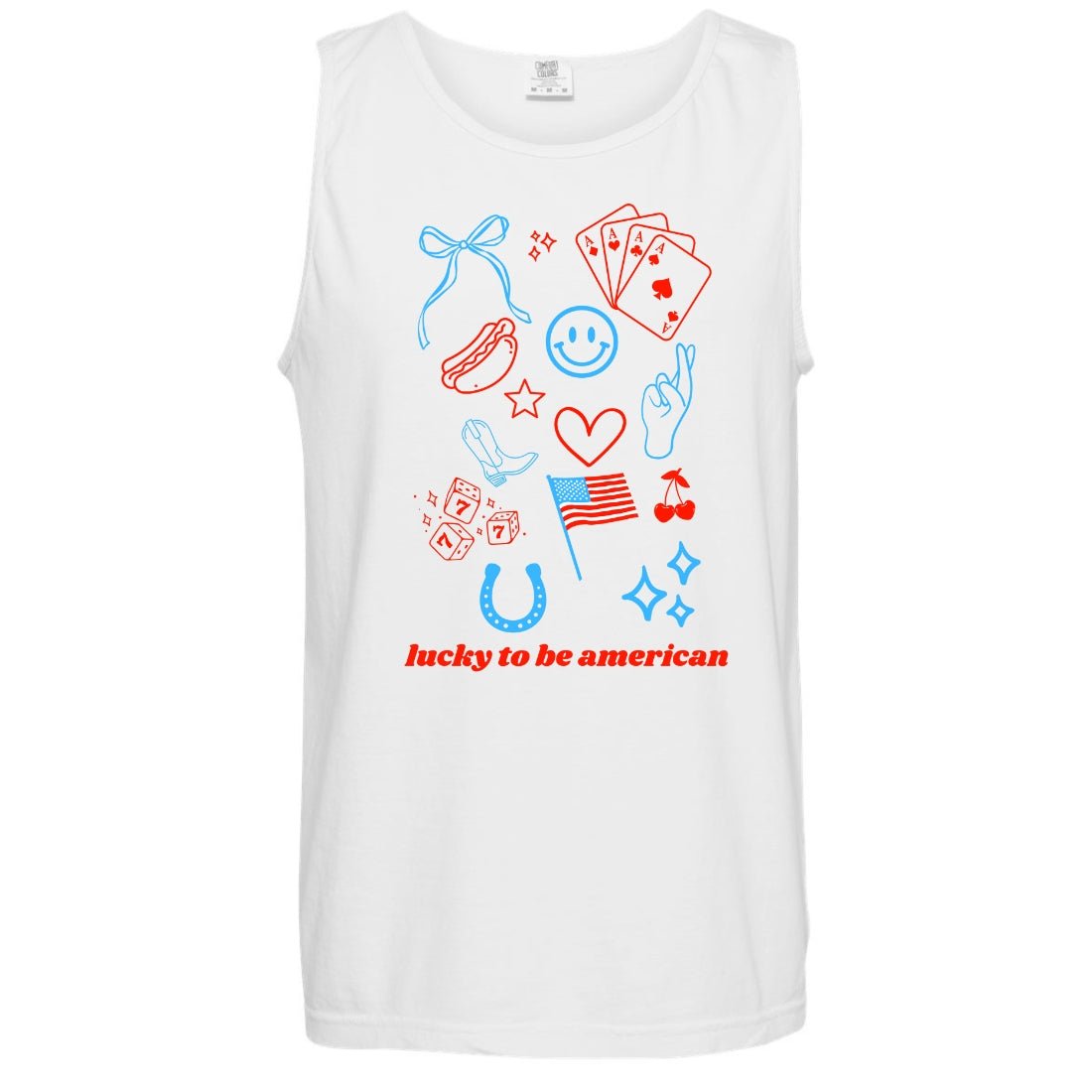 'Lucky To Be American' Tank Top - United Monograms