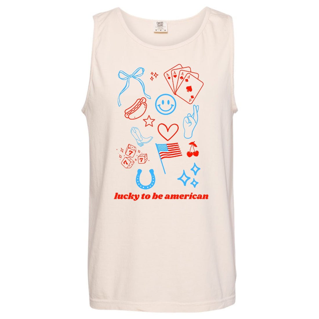 'Lucky To Be American' Tank Top - United Monograms